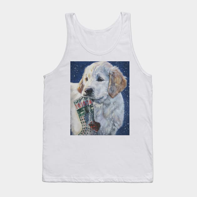 Golden Retriever Christmas Fine Art Painting Tank Top by LASHEPARD